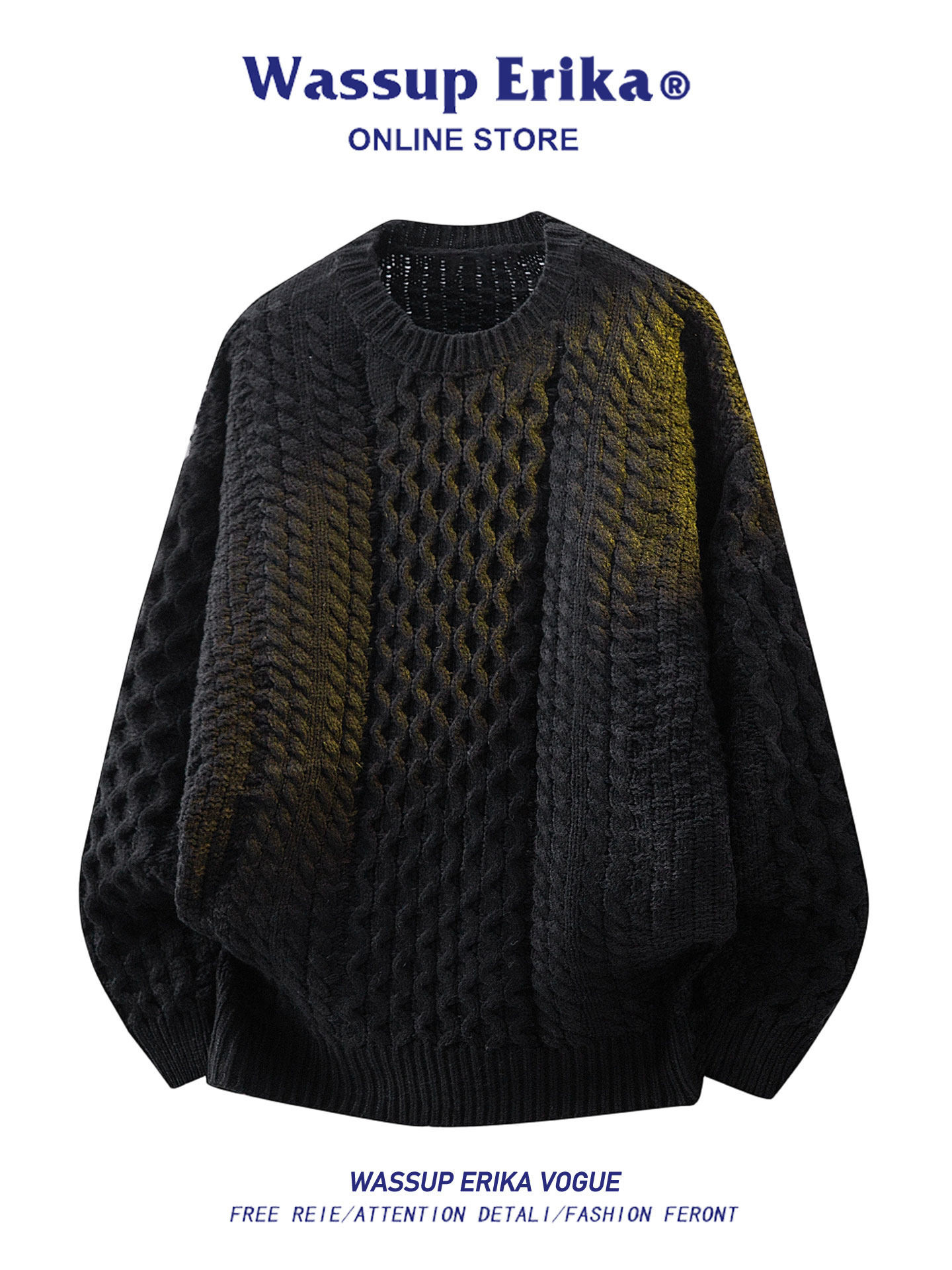 WASSUP ERIKA韓国風カジュアルセーター男性冬の高級感丸首のけだるい風ニットインナーカーディガン