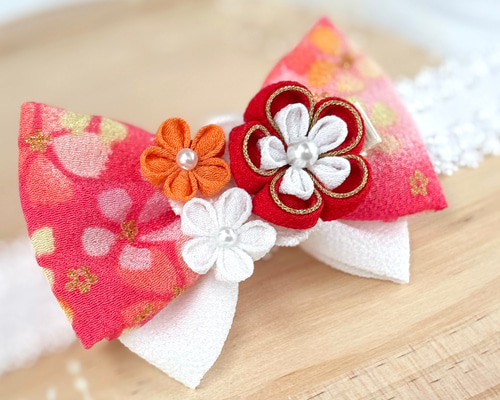 こーちゃページです 小さい和柄のリボン赤いちりめんのお花と下がりつき 4fb5e4d458dbbf36755bbcaa1c5509