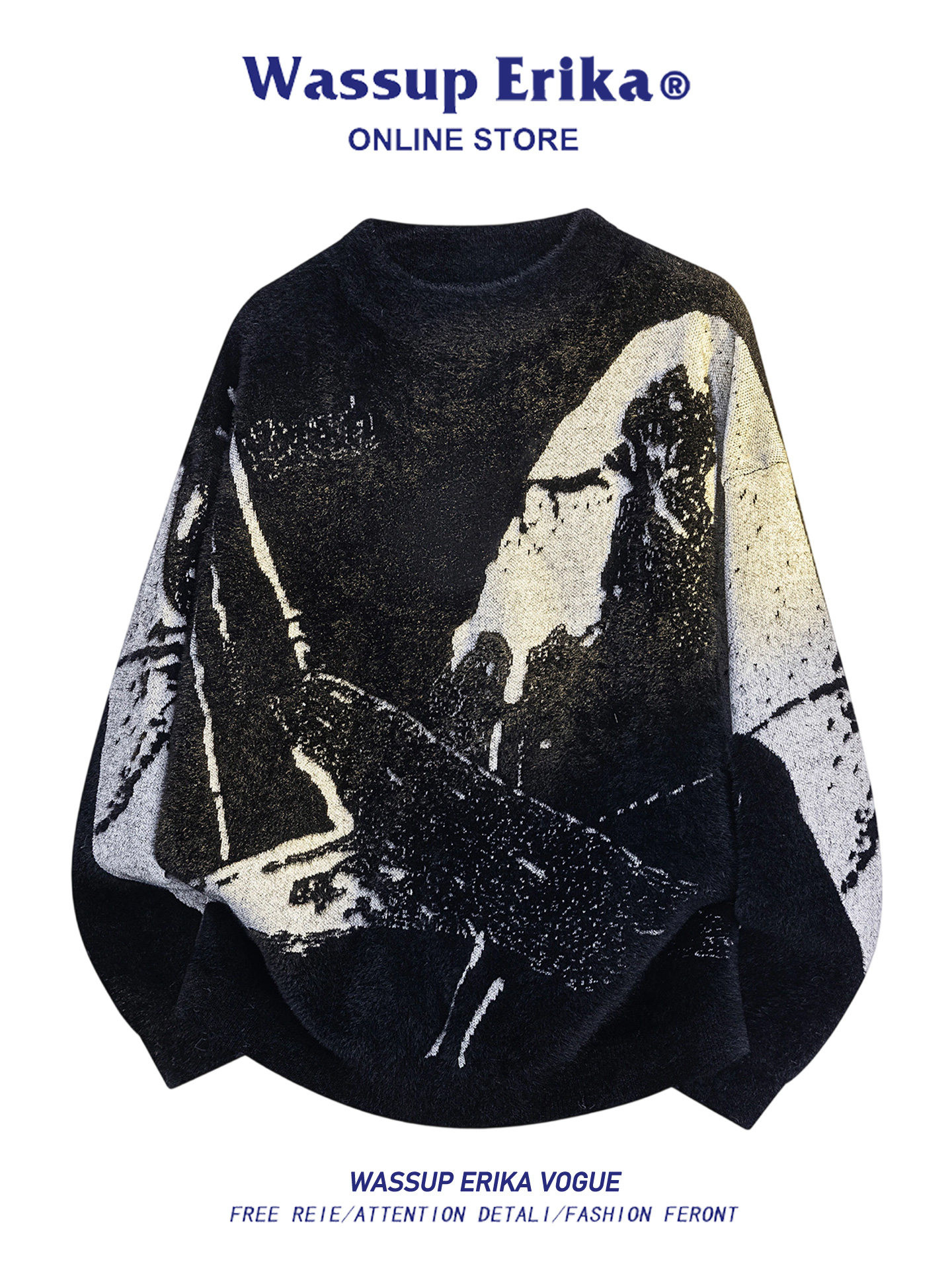 WASSUP ERIKA日系けだるさ風グラデーションセーター男秋冬高級レトロカジュアルヘッダーニット 5,624円