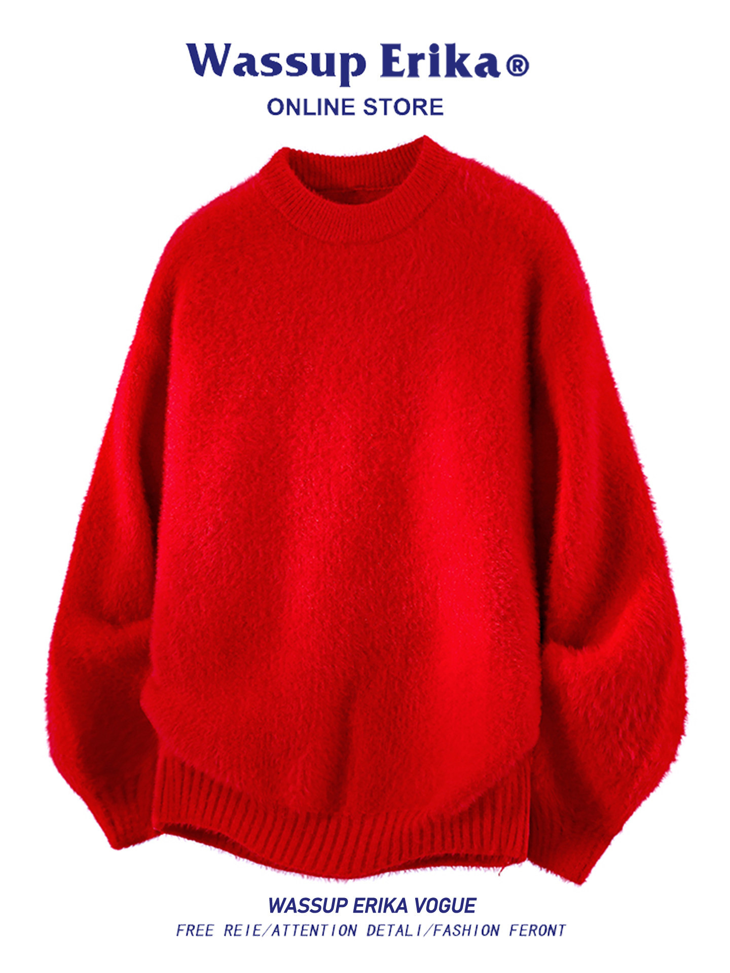 WASSUP ERIKAふわふわ超きれい秋冬ニットトップス男女のけだるい風ゆったりレトロセーター