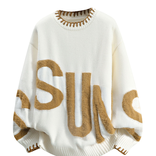 WASSUP ERIKA韓国風潮ブランドニットラウンドネックゆったり男柄秋冬の