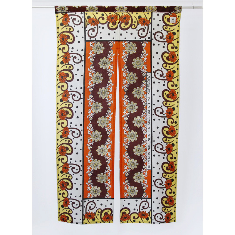 カンガの暖簾（のれん）フラワー 模様替え おしゃれ ドア キッチン 綿 室内 野外 アフリカ布