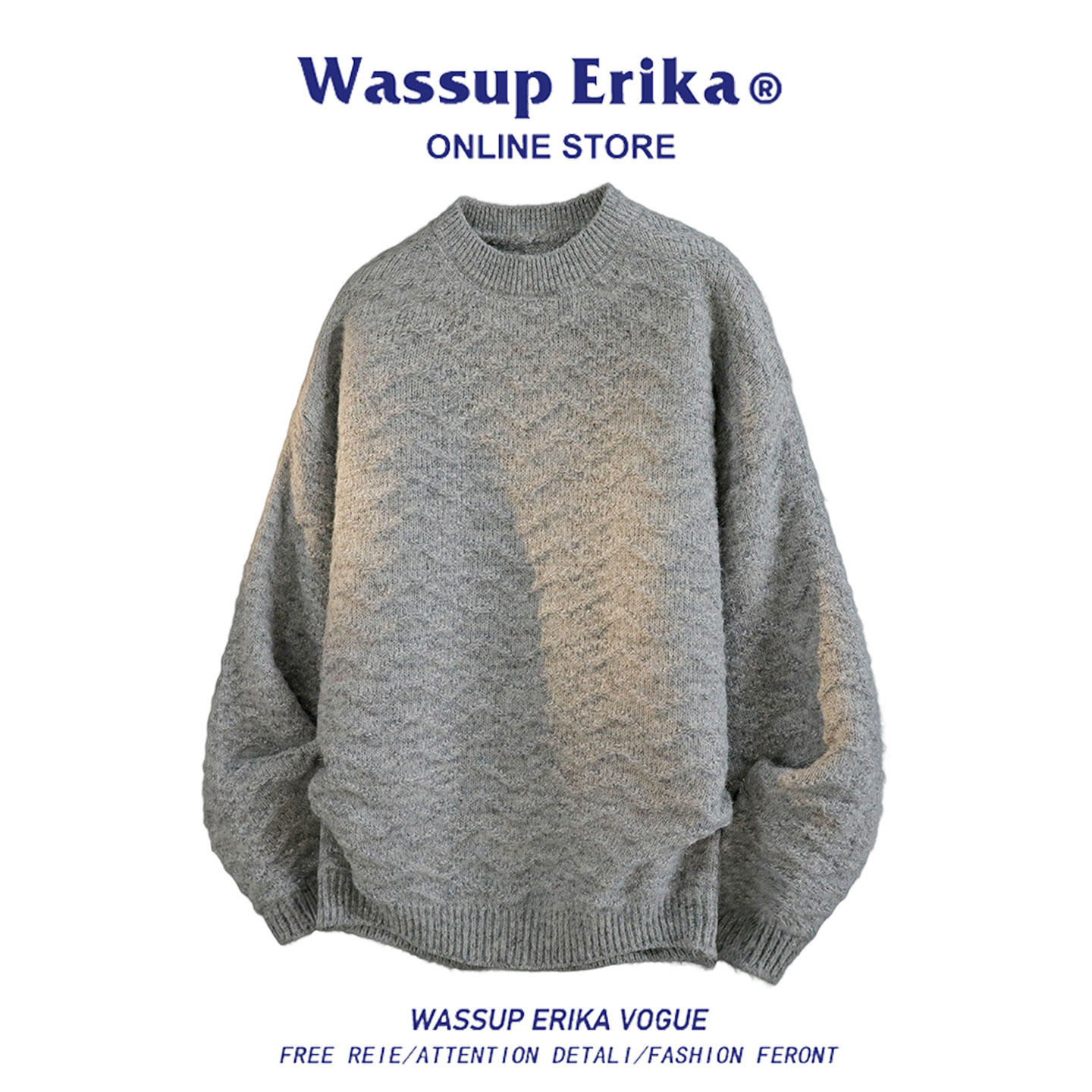 WASSUP ERIKAオールインワンジャカードセーターメンズ秋冬2025新作トレンドブランドカジュアルけだるい風ニット