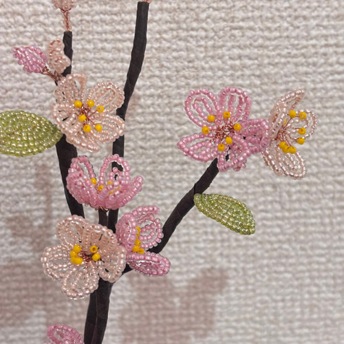 梅のビーズフラワー】フラワーギフト/一輪挿し/春/ブーケ/造花/花束