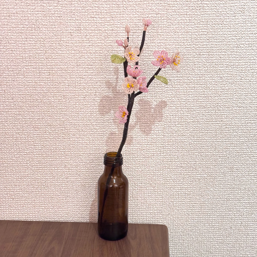 梅のビーズフラワー】フラワーギフト/一輪挿し/春/ブーケ/造花/花束