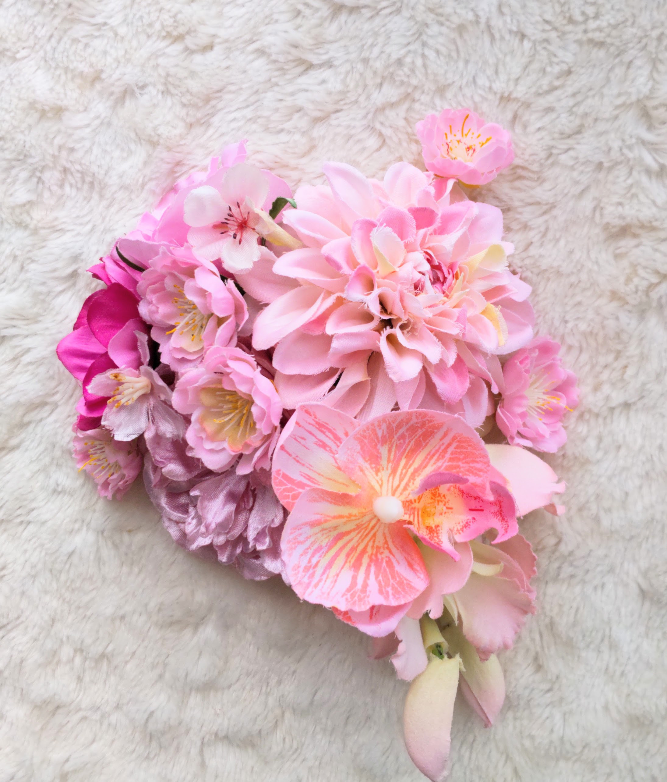 造花髪飾り　ダリア　ラナンキュラス