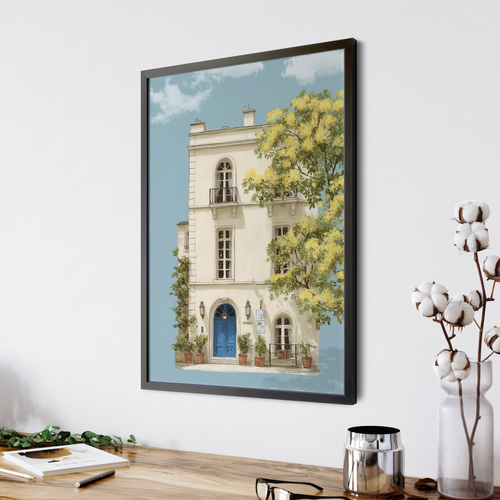 ミモザの頃【 ミモザの咲く青い扉の家 】 春 ミモザ インテリア アート