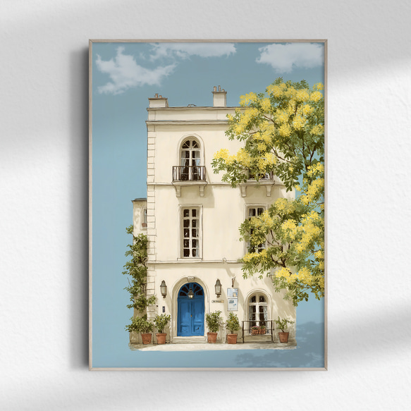 ミモザの頃【 ミモザの咲く青い扉の家 】 春 ミモザ インテリア アート