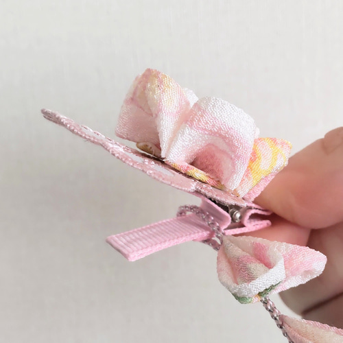 つまみ細工 髪飾り レース＊お食い初め/七五三/ひな祭り＊着物 和装