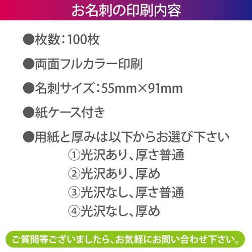 名刺作成 名刺印刷 100枚 両面 フルカラー 紙ケース付 No.2762