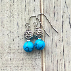 アンティーク★ムラーノガラス・ターコイズ鈴蘭★ドールピアス イヤリング★フランス アンティーク☆ムラーノガラス・ターコイズ鈴蘭☆ドールピアス