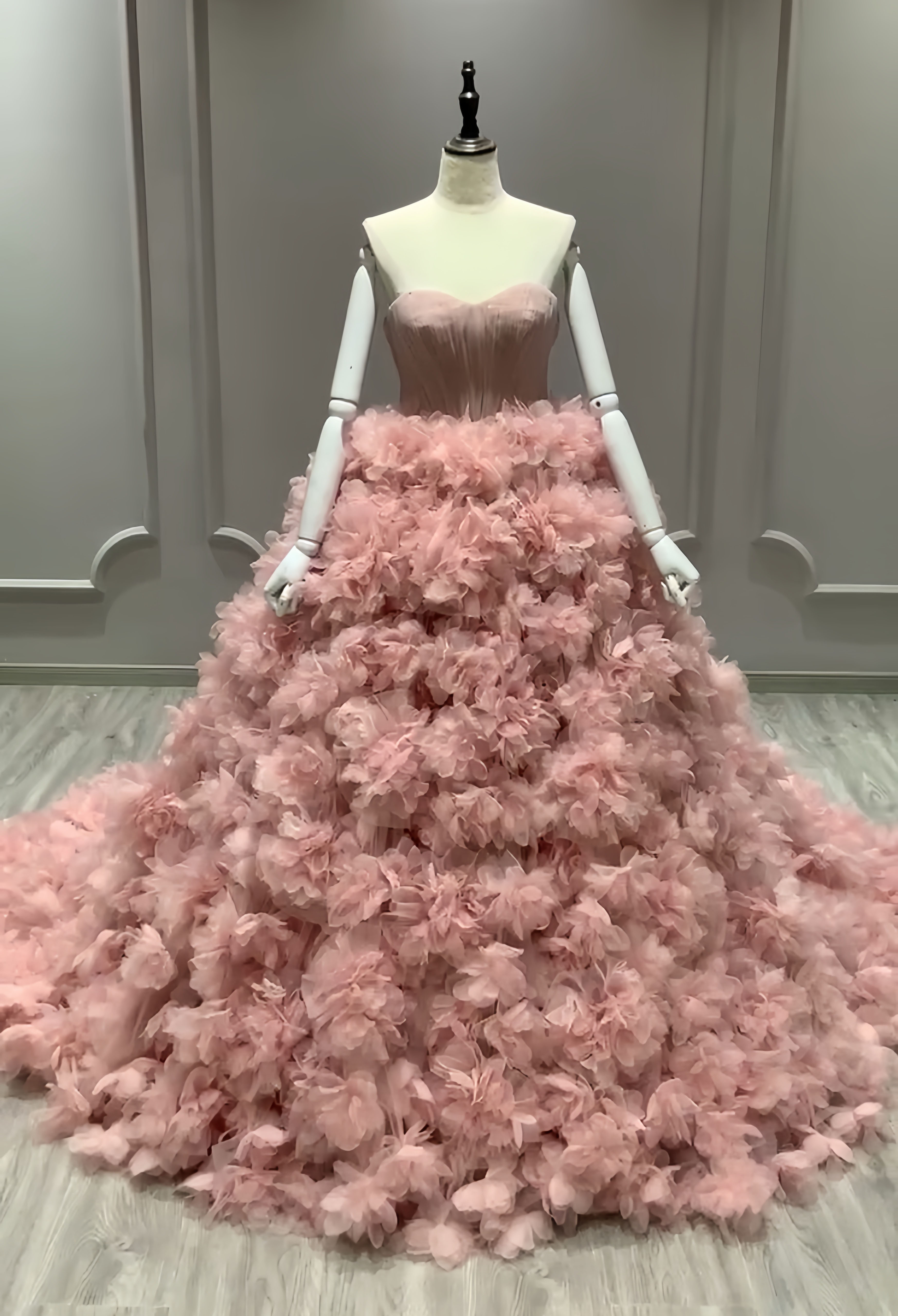 躊躇しない！ハートネック　袖なし　可愛いピンク系　カラードレス　ふんわりチュール　オーダー可能　花嫁挙式お呼ばれ前撮り