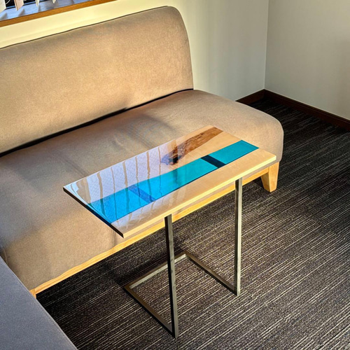 ミニテーブル サイドテーブル デスク 無垢材 一枚板 アイアン 木製