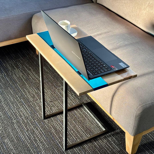 ミニテーブル サイドテーブル デスク 無垢材 一枚板 アイアン 木製