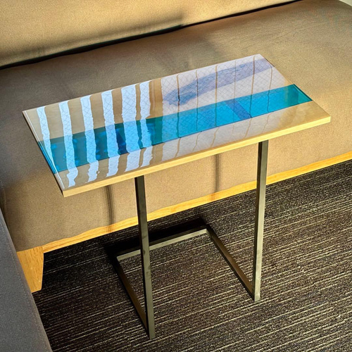 ミニテーブル サイドテーブル デスク リバー レジン 一枚板 アイアン 北欧 ミニテーブル サイドテーブル デスク 無垢材 一枚板 アイアン 木製