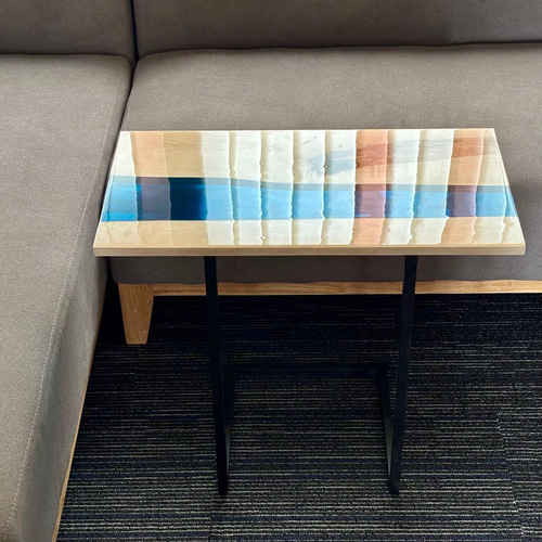 ミニテーブル サイドテーブル デスク 無垢材 一枚板 アイアン 木製