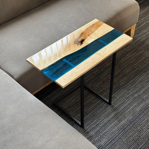 ミニテーブル サイドテーブル デスク 無垢材 一枚板 アイアン 木製