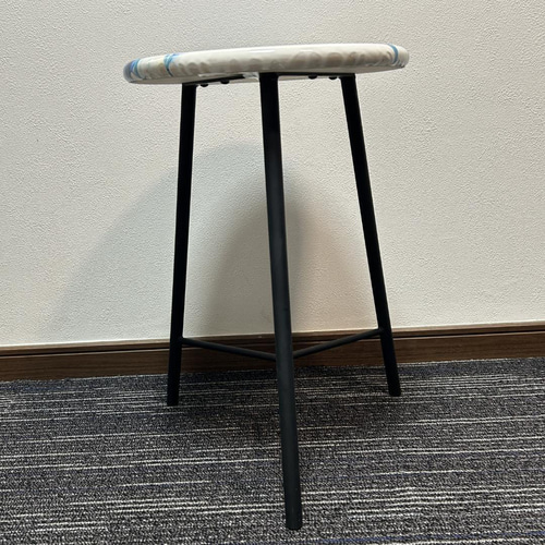 円形 スツール アート ポーリングアート フラワースタンド 花台 植木鉢