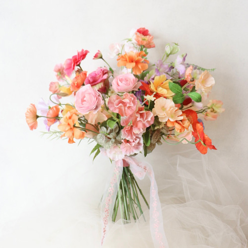 春 クラッチブーケ｜カラフルブーケ ウェディングブーケ 春婚 造花