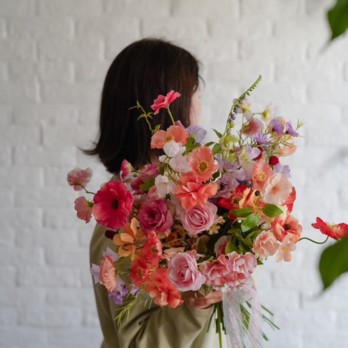 カラフル　ブライダルブーケ カラフルブーケ ウェディングブーケ ブートニアセット - atelier towa
