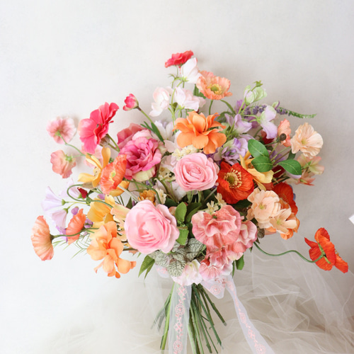 カラフル　ブライダルブーケ カラフルブーケ ウェディングブーケ ブートニアセット - atelier towa