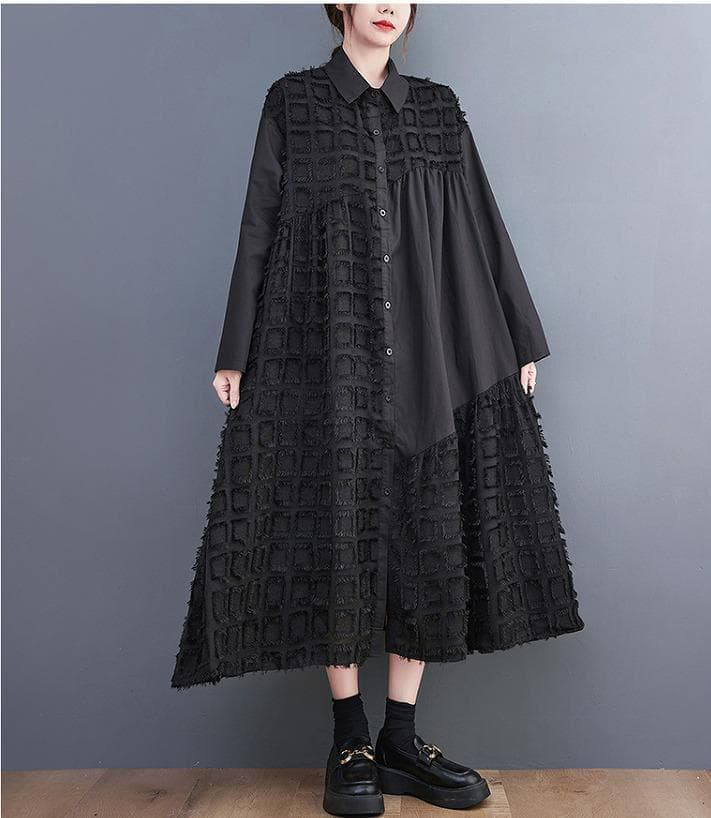 【ラス１】大きいサイズ ロング　ワンピース　シャツ　春 秋冬 新品 ;