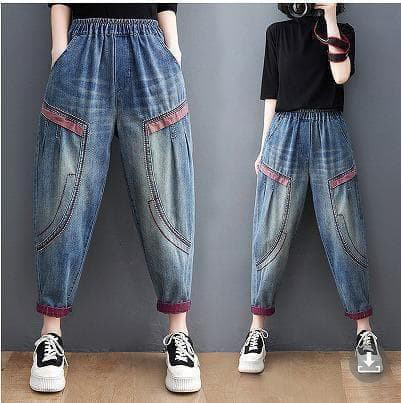 大きいサイズ レディース デニム　パンツ　ゆったり　春夏 秋 新品 h7