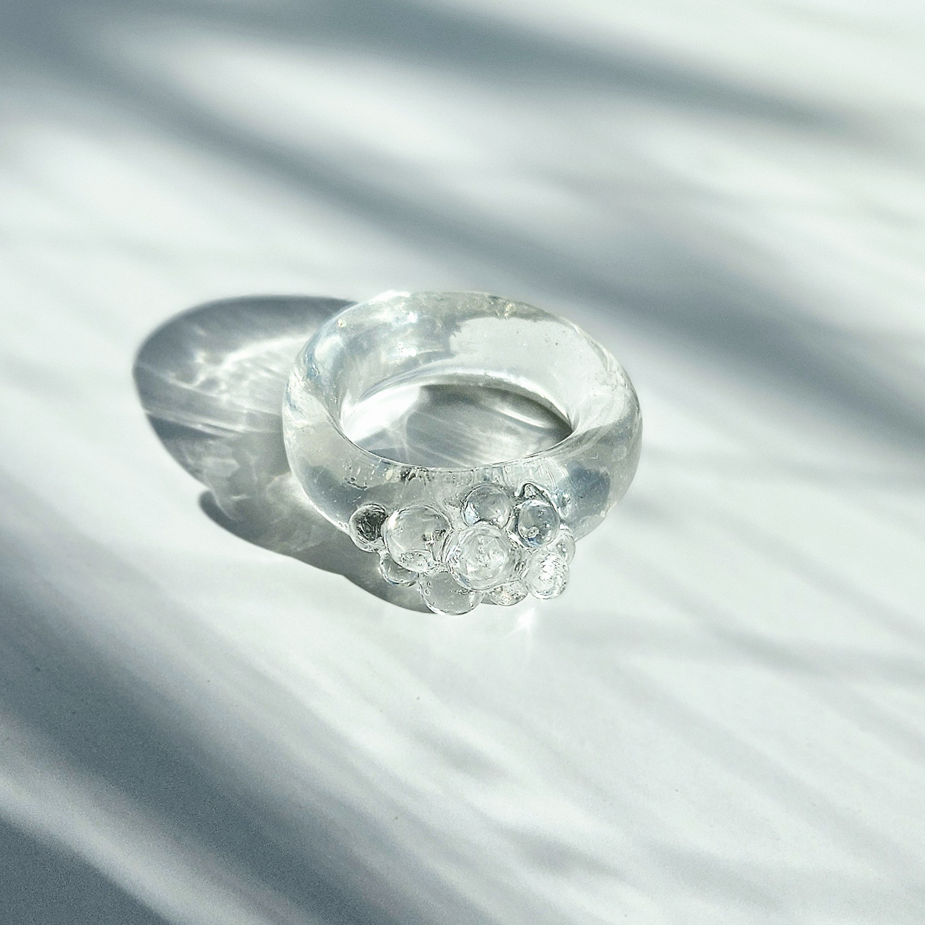 ama-dare ring｜雨垂れの透明レジンリング（大）｜雨の雫｜着用感約17号｜ユニセックス