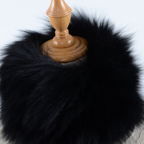Sale!ハンドメイド♪ブラックミンクのひねりスヌードツヤツヤ！1点限フルスキン 新品◇限定 上質なフォックス編みこみスヌード黒/毛皮 ファー スヌード