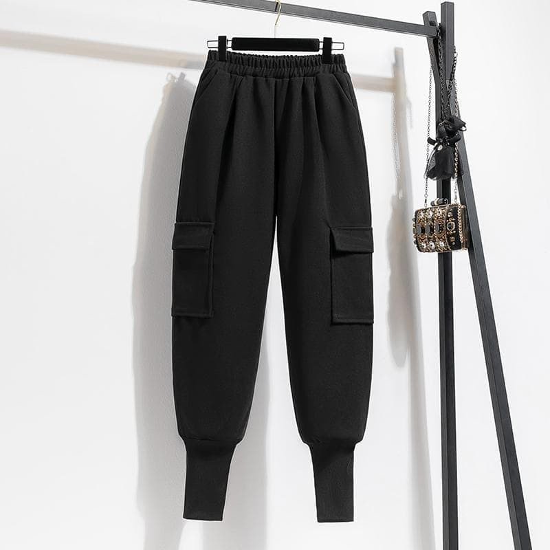 新品 秋冬 大きいサイズ ウール調 カーゴパンツ サルエル 黒 茶　ゆったりf