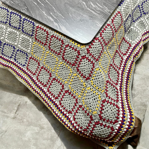 送料無料】こたつカバー マルチカバー ソファカバー モチーフ編み