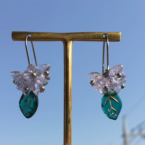 希少】色が変わる紫陽花ピアス/サージカルステンレス ピアス（フック