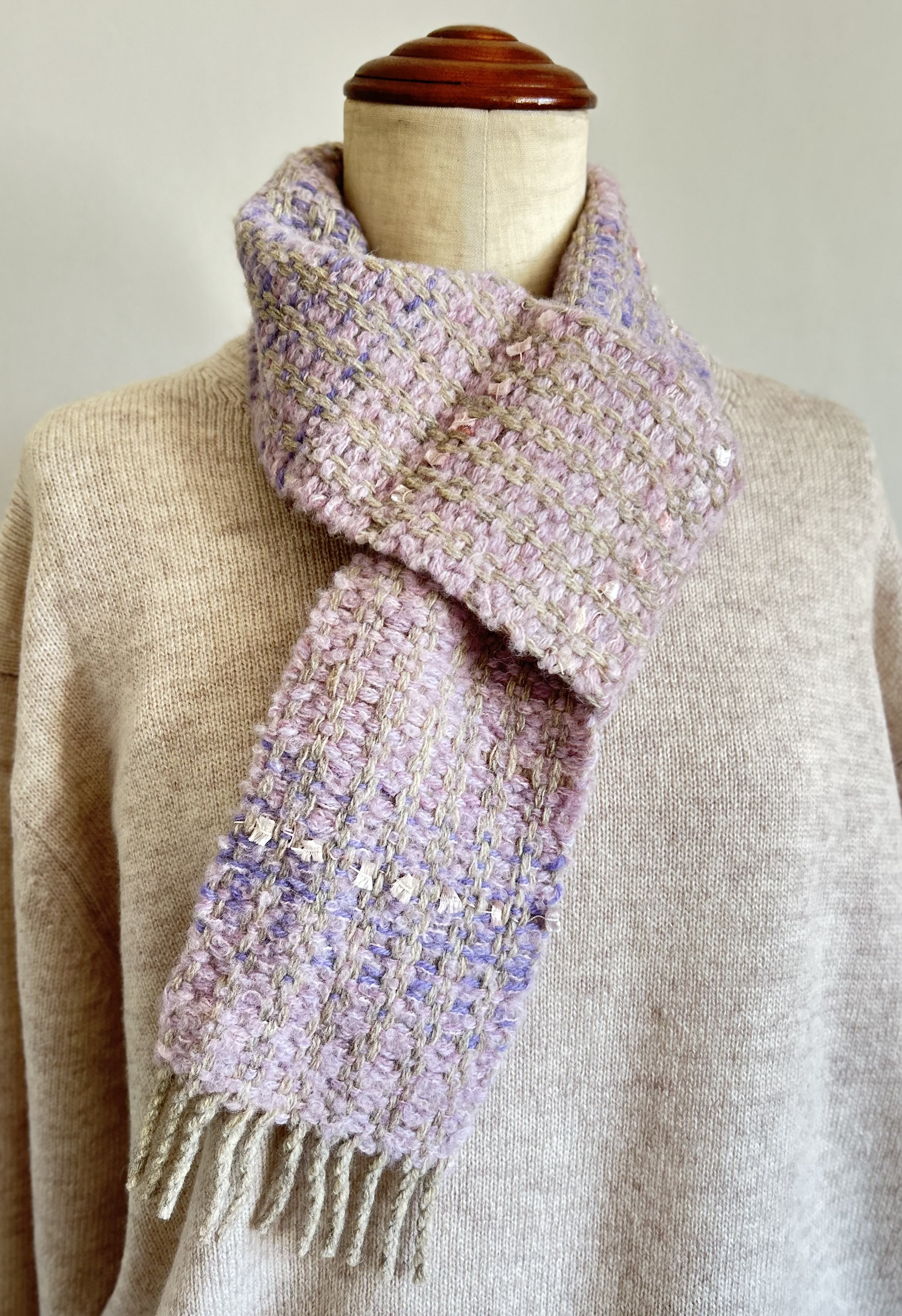 手織り・変わり綾織マフラー erimakiヒトエ　No.1222