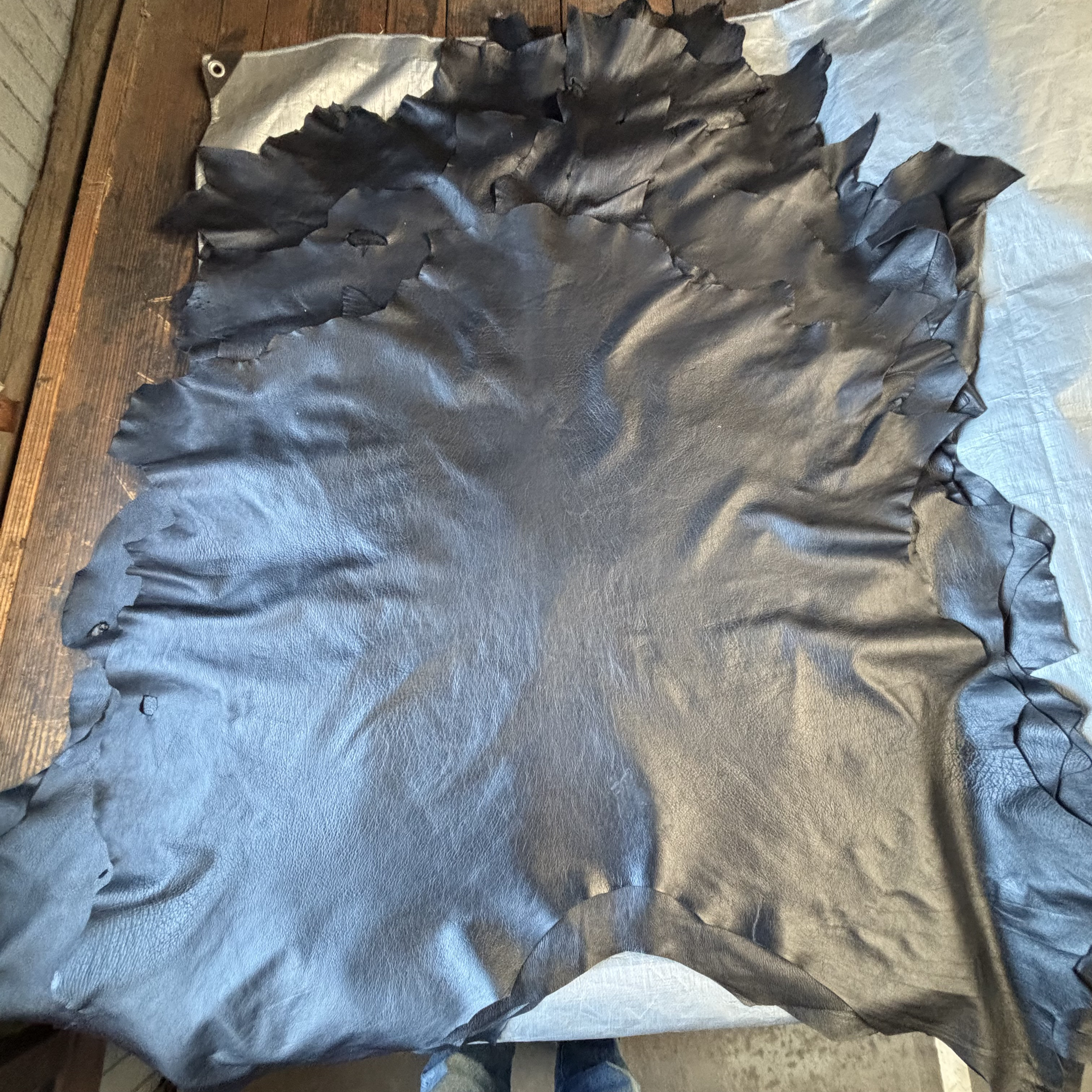 De008 ソフトディア ブラック （Ｍ）-Soft Deer- 鹿革 天然皮革 Leather