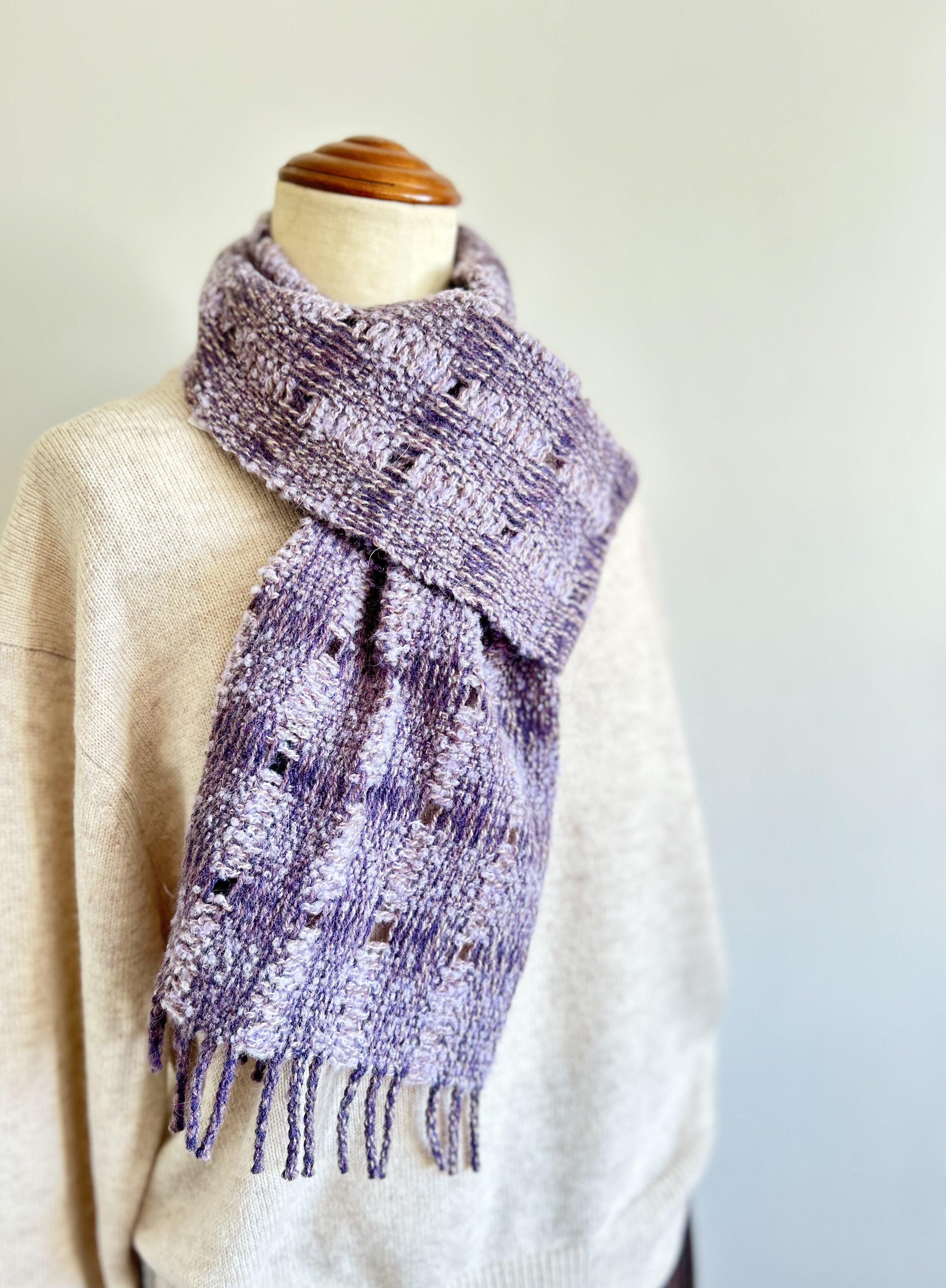 手織り・穴あきマフラー erimakiフタエ　No.2020