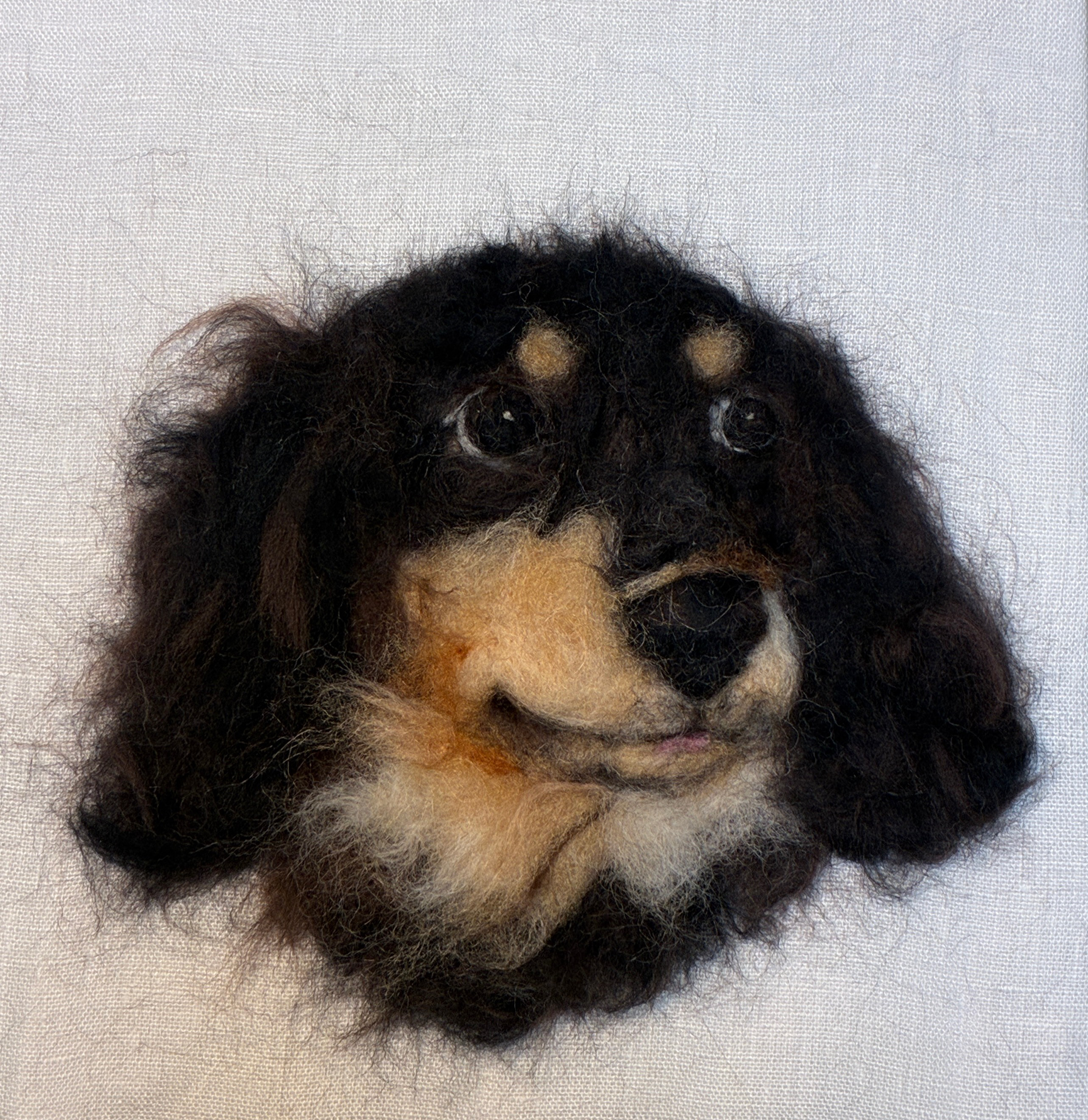羊毛フェルト　犬ポートレート　うちの子オーダーメイド肖像画　25cm×25cm