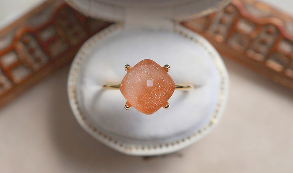 希少石【9mm】カザフスタン産ストロベリークォーツRing〈18kgp