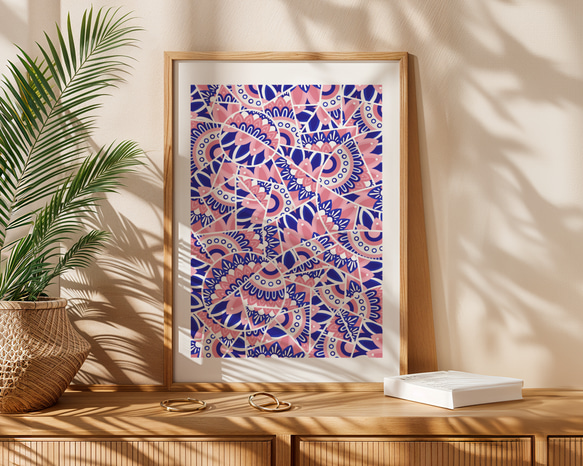 青とピンクの抽象画 キャンバスアート アートポスター ウォーターカラー 抽象 ブルーピンク – FashionWallArt