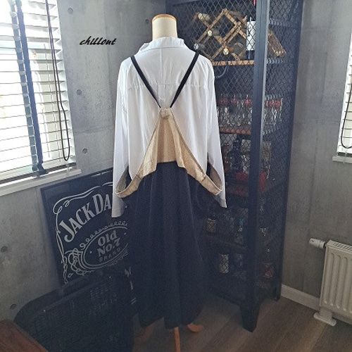 ハンドメイド作家 mifumi クロスギャザーのエプロンドレス　きなり ハンドメイド作家 mifumi クロスギャザーのエプロンドレス きなり