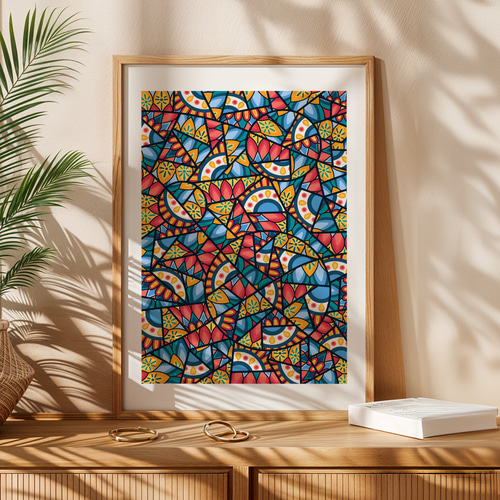 多色ステンドグラス風アート作品 ステンドグラス風アート 絵画 Gabriel Art Garden M 通販 18009301