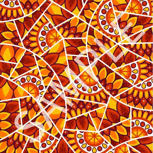 ゼンタングル アートポスター 抽象画 ビビッド 赤 オレンジ マンダラ