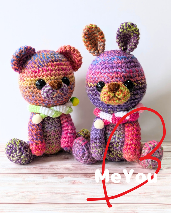 カラフルラビット※段染め糸のカラフルラビットとぽんぽんマフラー