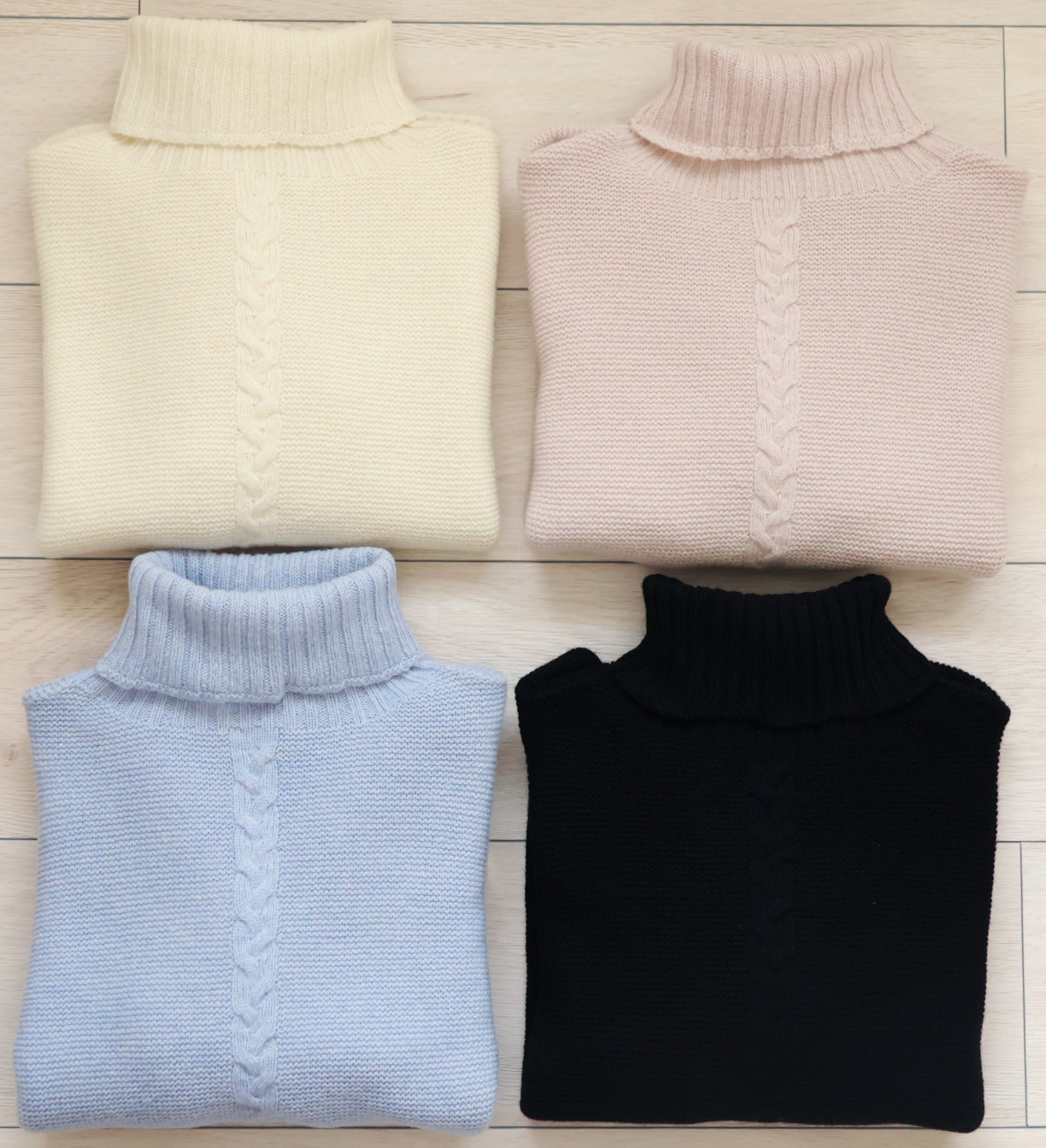 【大人フェミニン！】ホールガーメント カシミヤ混 ケーブル柄 パフショルダープルオーバー【オフホワイト】