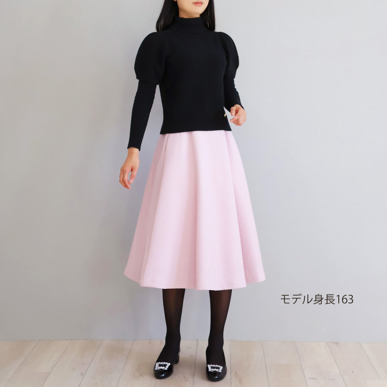 【大人フェミニン！】ホールガーメント カシミヤ混 ケーブル柄 パフショルダープルオーバー【オフホワイト】