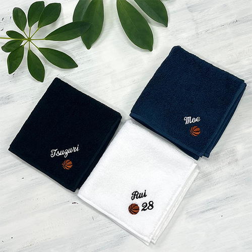 刺繍で名入れ 今治ミニタオルハンカチ【mt-6】バスケットボール 名前