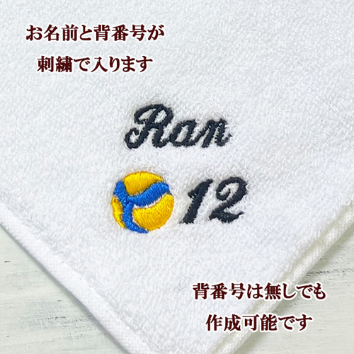 刺繍で名入れ 今治ミニタオルハンカチ【mt-7】バレーボール 名前 背