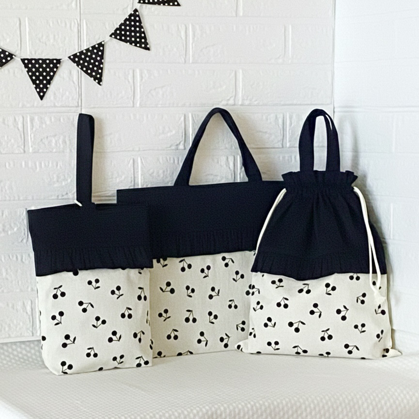 選べる4カラー　黒さくらんぼ　３点セット　入園入学　チェリー　ブラック　【311】