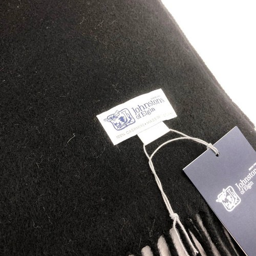 ジョンストンズ 中判 マフラー スカーフ ブラック タータンチェック