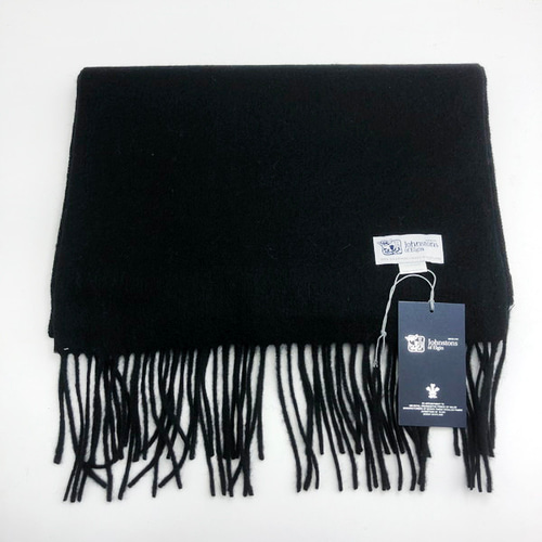 ジョンストンズ 中判 マフラー スカーフ ブラック タータンチェック