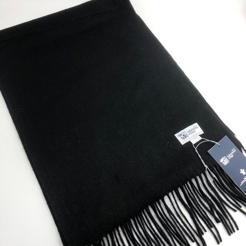 ジョンストンズ 中判 マフラー スカーフ ブラック タータンチェック